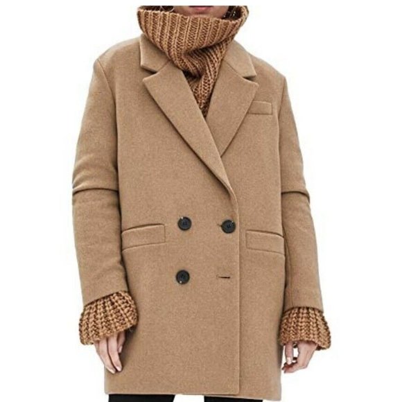 LAST ❤️NWT ZARA CAMEL MASCUINE COAT - Picture 3 of 16